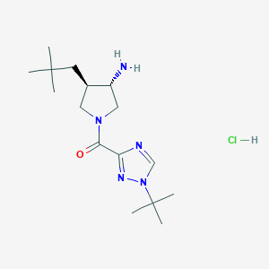 [(3S,4R)-3-Amino-4-(2,2-dimethylpropyl)pyrrolidin-1-yl]-(1-tert-butyl-1,2,4-triazol-3-yl)methanone;hydrochloride