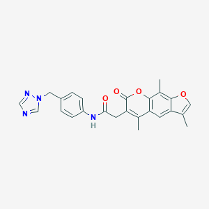 molecular formula C25H22N4O4 B264908 N-[4-(1H-1,2,4-triazol-1-ylmethyl)phenyl]-2-(3,5,9-trimethyl-7-oxo-7H-furo[3,2-g]chromen-6-yl)acetamide 