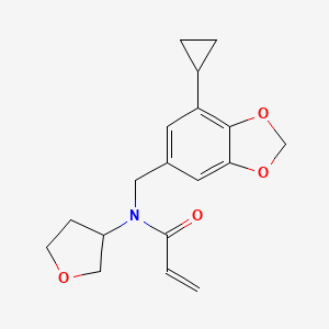 molecular formula C18H21NO4 B2649086 N-[(7-Cyclopropyl-1,3-benzodioxol-5-yl)methyl]-N-(oxolan-3-yl)prop-2-enamide CAS No. 2411300-60-0