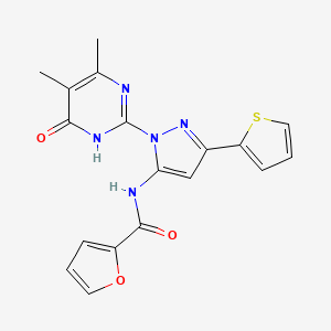 molecular formula C18H15N5O3S B2649096 N-(1-(4,5-dimethyl-6-oxo-1,6-dihydropyrimidin-2-yl)-3-(thiophen-2-yl)-1H-pyrazol-5-yl)furan-2-carboxamide CAS No. 1173262-23-1