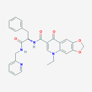 molecular formula C28H26N4O5 B264910 N-{1-benzyl-2-oxo-2-[(2-pyridinylmethyl)amino]ethyl}-5-ethyl-8-oxo-5,8-dihydro[1,3]dioxolo[4,5-g]quinoline-7-carboxamide 