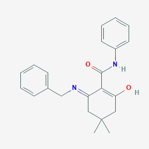 molecular formula C22H24N2O2 B2649104 2-(benzylamino)-4,4-dimethyl-6-oxo-N-phenyl-1-cyclohexene-1-carboxamide CAS No. 41609-02-3