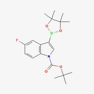 molecular formula C19H25BFNO4 B2649113 Tert-butyl 5-fluoro-3-(4,4,5,5-tetramethyl-1,3,2-dioxaborolan-2-YL)-1H-indole-1-carboxylate CAS No. 2095464-28-9