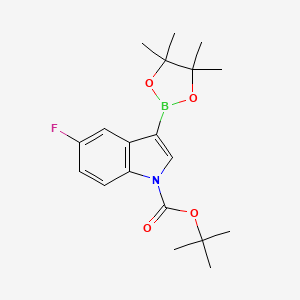 molecular formula C19H25BFNO4 B2649113 5-氟-3-(4,4,5,5-四甲基-1,3,2-二氧杂硼环-2-基)-1H-吲哚-1-羧酸叔丁酯 CAS No. 2095464-28-9