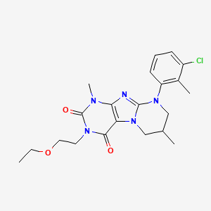 molecular formula C21H26ClN5O3 B2649116 9-(3-氯-2-甲基苯基)-3-(2-乙氧基乙基)-1,7-二甲基-7,8-二氢-6H-嘌呤[7,8-a]嘧啶-2,4-二酮 CAS No. 876901-02-9