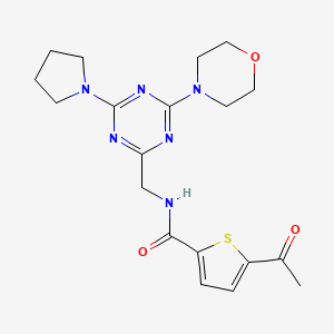 molecular formula C19H24N6O3S B2649118 5-乙酰基-N-((4-吗啉-6-(吡咯烷-1-基)-1,3,5-三嗪-2-基)甲基)噻吩-2-甲酰胺 CAS No. 2034222-75-6