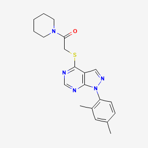 molecular formula C20H23N5OS B2649121 2-[1-(2,4-Dimethylphenyl)pyrazolo[3,4-d]pyrimidin-4-yl]sulfanyl-1-piperidin-1-ylethanone CAS No. 893924-44-2