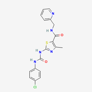 molecular formula C18H16ClN5O2S B2649129 2-(3-(4-chlorophenyl)ureido)-4-methyl-N-(pyridin-2-ylmethyl)thiazole-5-carboxamide CAS No. 941886-80-2