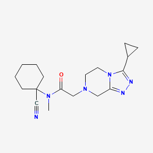 molecular formula C18H26N6O B2649135 N-(1-cyanocyclohexyl)-2-{3-cyclopropyl-5H,6H,7H,8H-[1,2,4]triazolo[4,3-a]pyrazin-7-yl}-N-methylacetamide CAS No. 1375978-42-9