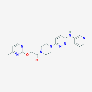 molecular formula C20H22N8O2 B2649136 2-((4-Methylpyrimidin-2-yl)oxy)-1-(4-(6-(pyridin-3-ylamino)pyridazin-3-yl)piperazin-1-yl)ethanone CAS No. 1251559-01-9