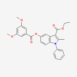 molecular formula C27H25NO6 B2649137 ethyl 5-((3,5-dimethoxybenzoyl)oxy)-2-methyl-1-phenyl-1H-indole-3-carboxylate CAS No. 391218-78-3