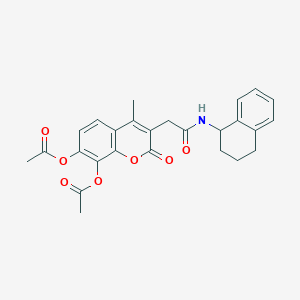 molecular formula C26H25NO7 B264914 7-(acetyloxy)-4-methyl-2-oxo-3-[2-oxo-2-(1,2,3,4-tetrahydro-1-naphthalenylamino)ethyl]-2H-chromen-8-yl acetate 