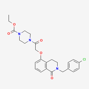 molecular formula C25H28ClN3O5 B2649140 ethyl 4-[2-({2-[(4-chlorophenyl)methyl]-1-oxo-1,2,3,4-tetrahydroisoquinolin-5-yl}oxy)acetyl]piperazine-1-carboxylate CAS No. 850906-59-1