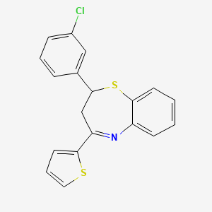 molecular formula C19H14ClNS2 B2649145 2-(3-Chlorophenyl)-4-(2-thienyl)-2,3-dihydro-1,5-benzothiazepine CAS No. 866136-88-1