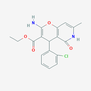 molecular formula C18H17ClN2O4 B2649147 2-氨基-4-(2-氯苯基)-7-甲基-5-氧代-5,6-二氢-4H-吡喃[3,2-c]吡啶-3-羧酸乙酯 CAS No. 883486-15-5