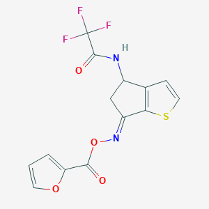 [(E)-[4-[(2,2,2-trifluoroacetyl)amino]-4,5-dihydrocyclopenta[b]thiophen-6-ylidene]amino] furan-2-carboxylate