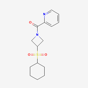 molecular formula C15H20N2O3S B2649156 (3-(Cyclohexylsulfonyl)azetidin-1-yl)(pyridin-2-yl)methanone CAS No. 1448073-55-9