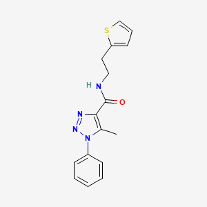 molecular formula C16H16N4OS B2649167 5-methyl-1-phenyl-N-(2-(thiophen-2-yl)ethyl)-1H-1,2,3-triazole-4-carboxamide CAS No. 924841-06-5