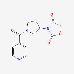 molecular formula C13H13N3O4 B2649168 3-(1-Isonicotinoylpyrrolidin-3-yl)oxazolidine-2,4-dione CAS No. 2034314-10-6