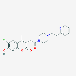 molecular formula C23H24ClN3O4 B264917 6-chloro-7-hydroxy-4-methyl-3-(2-oxo-2-{4-[2-(2-pyridinyl)ethyl]-1-piperazinyl}ethyl)-2H-chromen-2-one 