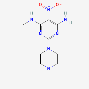 molecular formula C10H17N7O2 B2649189 N-甲基-2-(4-甲基哌嗪-1-基)-5-硝基嘧啶-4,6-二胺 CAS No. 442556-02-7