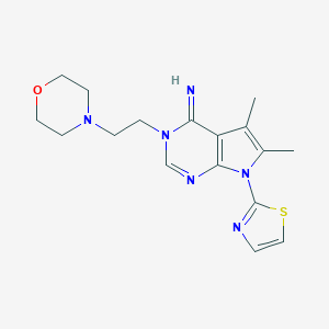 molecular formula C17H22N6OS B264919 5,6-dimethyl-3-[2-(4-morpholinyl)ethyl]-7-(1,3-thiazol-2-yl)-3,7-dihydro-4H-pyrrolo[2,3-d]pyrimidin-4-imine 