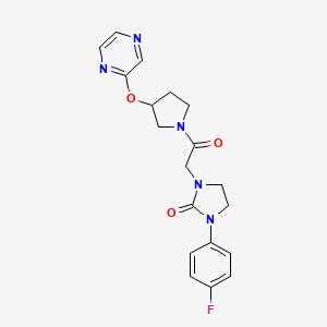 1-(4-Fluorophenyl)-3-(2-oxo-2-(3-(pyrazin-2-yloxy)pyrrolidin-1-yl)ethyl)imidazolidin-2-one