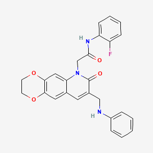 2-[8-(anilinomethyl)-7-oxo-2,3-dihydro[1,4]dioxino[2,3-g]quinolin-6(7H)-yl]-N-(2-fluorophenyl)acetamide