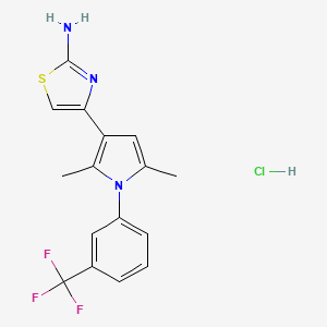 molecular formula C16H15ClF3N3S B2649237 4-{2,5-dimethyl-1-[3-(trifluoromethyl)phenyl]-1H-pyrrol-3-yl}-1,3-thiazol-2-amine hydrochloride CAS No. 1172928-96-9