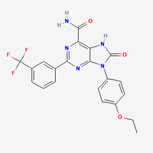 molecular formula C21H16F3N5O3 B2649244 9-(4-乙氧基苯基)-8-氧代-2-(3-(三氟甲基)苯基)-8,9-二氢-7H-嘌呤-6-甲酰胺 CAS No. 898446-71-4