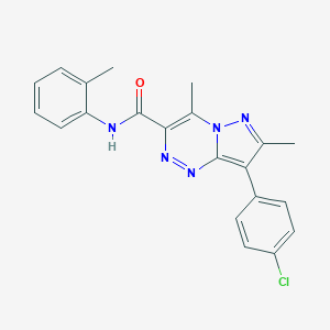 molecular formula C21H18ClN5O B264925 8-(4-chlorophenyl)-4,7-dimethyl-N-(2-methylphenyl)pyrazolo[5,1-c][1,2,4]triazine-3-carboxamide 