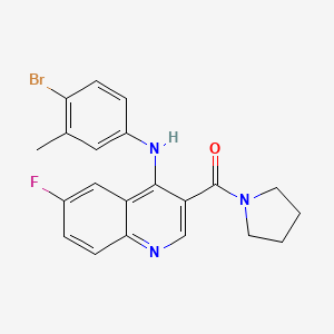 (4-((4-Bromo-3-methylphenyl)amino)-6-fluoroquinolin-3-yl)(pyrrolidin-1-yl)methanone
