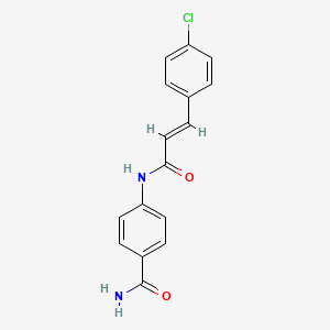 molecular formula C16H13ClN2O2 B2649253 (E)-4-(3-(4-chlorophenyl)acrylamido)benzamide CAS No. 347364-93-6