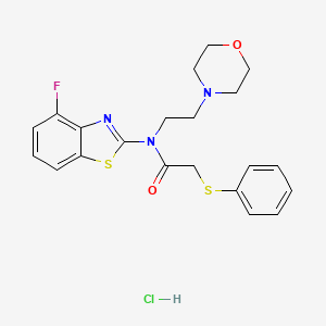 molecular formula C21H23ClFN3O2S2 B2649256 N-(4-fluorobenzo[d]thiazol-2-yl)-N-(2-morpholinoethyl)-2-(phenylthio)acetamide hydrochloride CAS No. 1216920-31-8