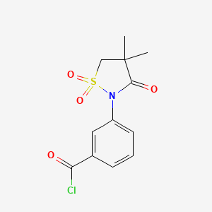 molecular formula C12H12ClNO4S B2649258 3-(4,4-二甲基-1,1,3-三氧代-1$l^{6}$,2-噻唑烷-2-基)苯甲酰氯 CAS No. 927999-21-1