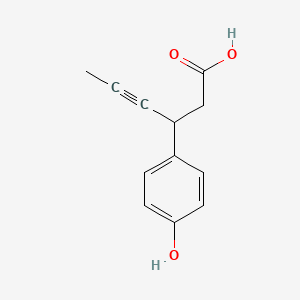 molecular formula C12H12O3 B2649261 3-(4-Hydroxyphenyl)hex-4-ynoic acid CAS No. 1147732-37-3; 865233-34-7; 865233-35-8