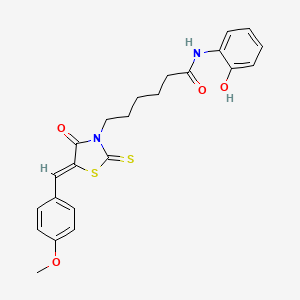 (Z)-N-(2-hydroxyphenyl)-6-(5-(4-methoxybenzylidene)-4-oxo-2-thioxothiazolidin-3-yl)hexanamide