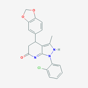 molecular formula C20H16ClN3O3 B264927 4-(1,3-benzodioxol-5-yl)-1-(2-chlorophenyl)-3-methyl-4,5-dihydro-2H-pyrazolo[3,4-b]pyridin-6-one 