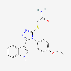 molecular formula C20H19N5O2S B2649270 2-{[4-(4-ethoxyphenyl)-5-(1H-indol-3-yl)-4H-1,2,4-triazol-3-yl]sulfanyl}acetamide CAS No. 781620-34-6