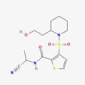 molecular formula C15H21N3O4S2 B2649273 N-(1-Cyanoethyl)-3-[2-(2-hydroxyethyl)piperidin-1-yl]sulfonylthiophene-2-carboxamide CAS No. 2178689-39-7
