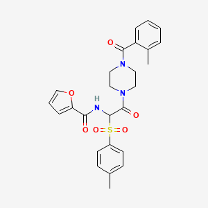 N-(2-(4-(2-methylbenzoyl)piperazin-1-yl)-2-oxo-1-tosylethyl)furan-2-carboxamide
