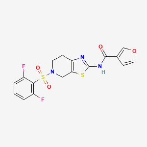 molecular formula C17H13F2N3O4S2 B2649283 N-(5-((2,6-difluorophenyl)sulfonyl)-4,5,6,7-tetrahydrothiazolo[5,4-c]pyridin-2-yl)furan-3-carboxamide CAS No. 1428375-40-9