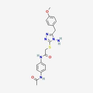 molecular formula C20H22N6O3S B2649284 N-(4-acetamidophenyl)-2-((4-amino-5-(4-methoxybenzyl)-4H-1,2,4-triazol-3-yl)thio)acetamide CAS No. 905765-17-5