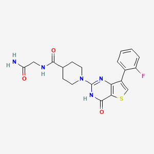 molecular formula C20H20FN5O3S B2649287 N-(2-amino-2-oxoethyl)-1-(7-(2-fluorophenyl)-4-oxo-3,4-dihydrothieno[3,2-d]pyrimidin-2-yl)piperidine-4-carboxamide CAS No. 1242965-19-0