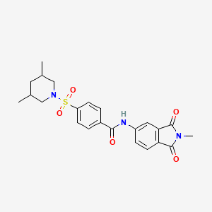 molecular formula C23H25N3O5S B2649293 4-[(3,5-二甲基哌啶-1-基)磺酰基]-N-(2-甲基-1,3-二氧代-2,3-二氢-1H-异吲哚-5-基)苯甲酰胺 CAS No. 391867-43-9