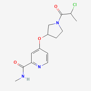 molecular formula C14H18ClN3O3 B2649294 4-[1-(2-Chloropropanoyl)pyrrolidin-3-yl]oxy-N-methylpyridine-2-carboxamide CAS No. 2411271-49-1