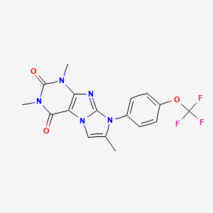 molecular formula C17H14F3N5O3 B2649295 2,4,7-Trimethyl-6-[4-(trifluoromethoxy)phenyl]purino[7,8-a]imidazole-1,3-dione CAS No. 893367-68-5