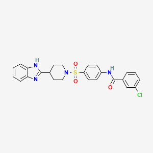 molecular formula C25H23ClN4O3S B2649301 N-(4-((4-(1H-benzo[d]imidazol-2-yl)piperidin-1-yl)sulfonyl)phenyl)-3-chlorobenzamide CAS No. 886888-69-3
