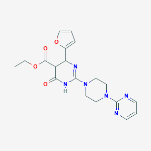 molecular formula C19H22N6O4 B264931 Ethyl 6-(2-furyl)-4-oxo-2-[4-(2-pyrimidinyl)-1-piperazinyl]-1,4,5,6-tetrahydro-5-pyrimidinecarboxylate 