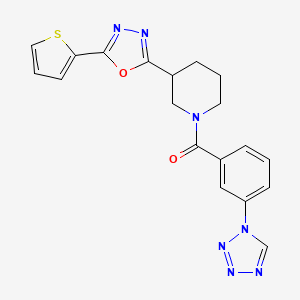 molecular formula C19H17N7O2S B2649314 (3-(1H-tetrazol-1-yl)phenyl)(3-(5-(thiophen-2-yl)-1,3,4-oxadiazol-2-yl)piperidin-1-yl)methanone CAS No. 1219903-36-2